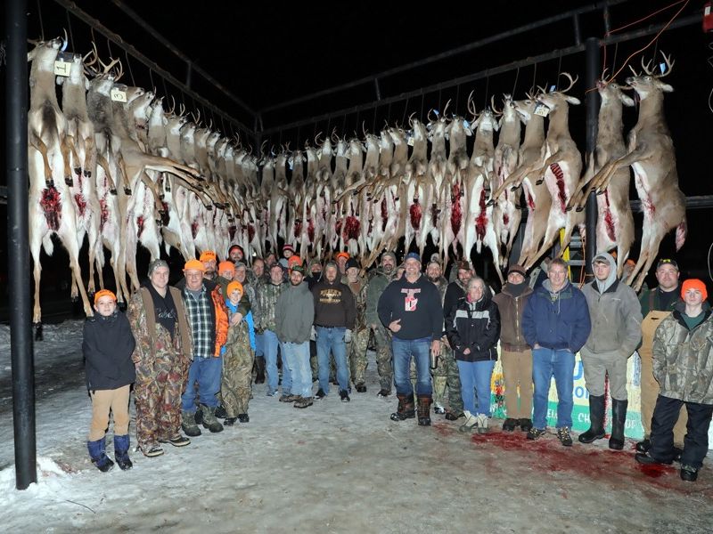 2019 11 16 wc full group of hunters at mancelona buck pole img