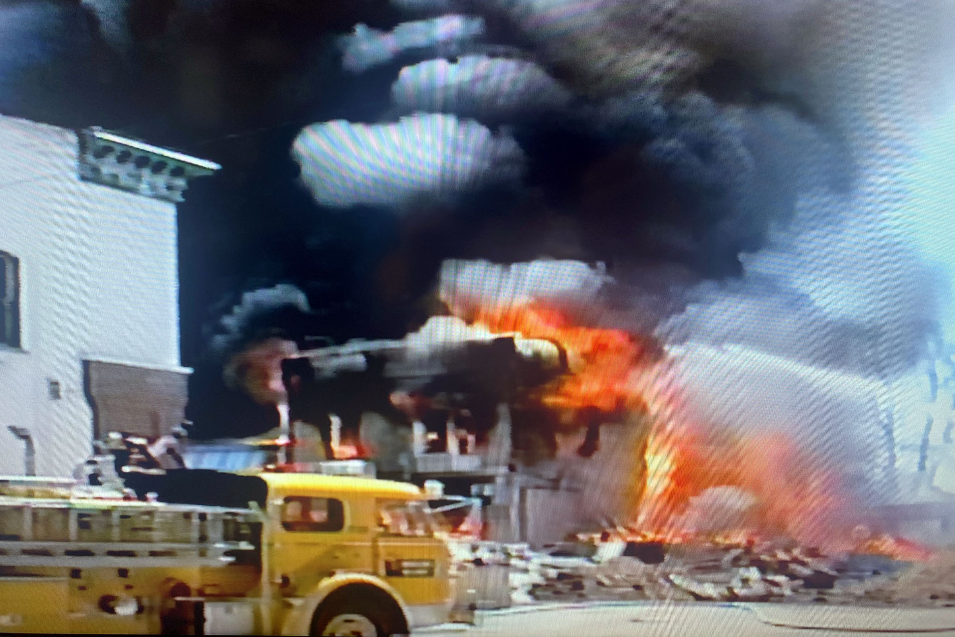 1995 04 23 Explosion downtown Mancelona N Maple facing east